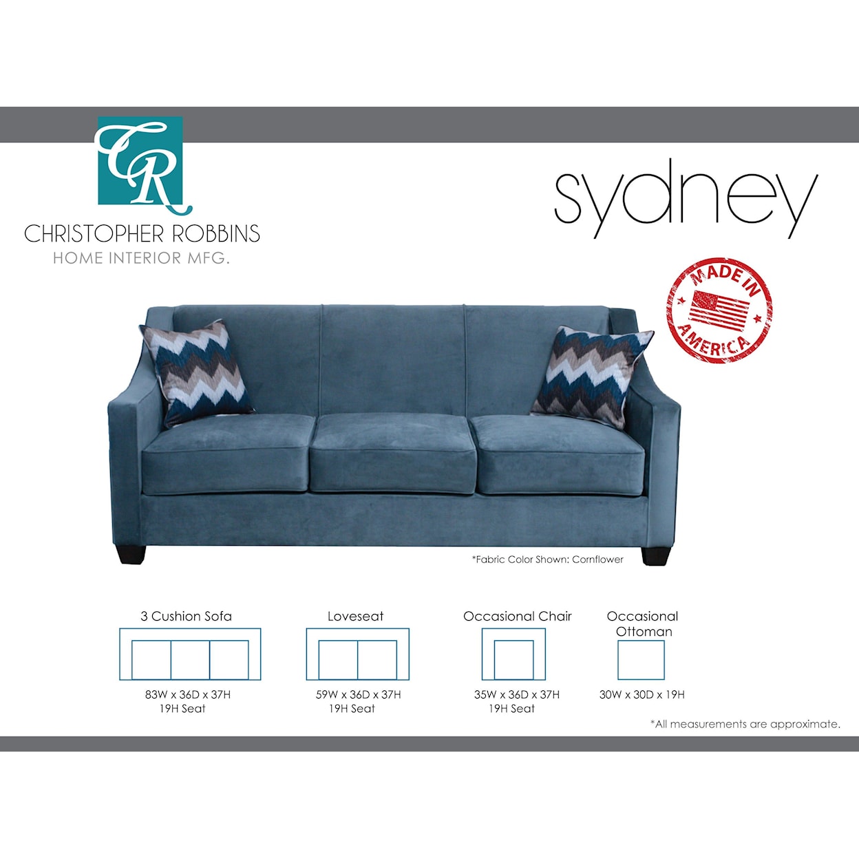 Sussex Upholstery Co. Sydney 3 Cushion Sofa