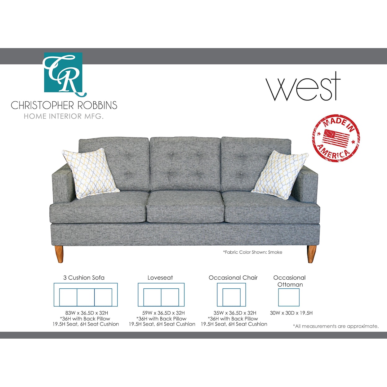 Sussex Upholstery Co. West 3 Cushion Sofa