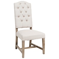 Button Tufted Side Chair with Solid Oak Legs