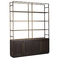 4 Door Solid Oak Base Brass-Finish Iron Hardware Bookcase