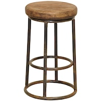 Reclaimed Counter Stool with Iron Base