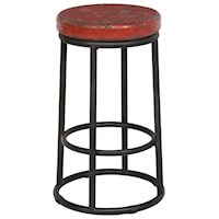 Old Red Mixed Media Counter Stool