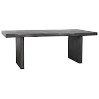 Black Rectangular Dining Table and 8 Smokey Gray Upholstered Chair Set