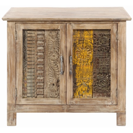Vintage Carved Panel Small Cabinet