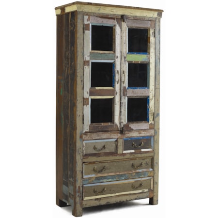 Vintage Multi-Color Glass Panel Cabinet