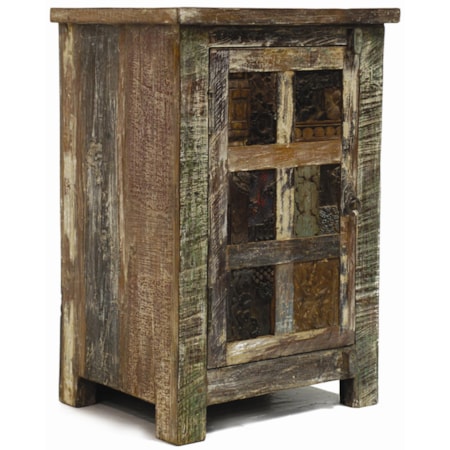 Vintage Print Block 1 Door Nightstand