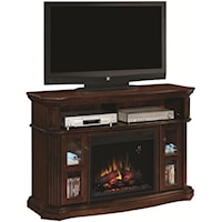 Aberdeen Electric Fireplace Media Cabinet with Two Glass-Front Doors & Open Component Compartment