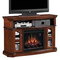 Aberdeen Electric Fireplace Media Cabinet with Two Glass-Front Doors & Open Component Compartment