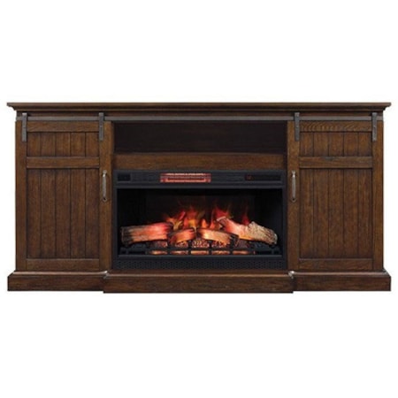 Barn Door Fireplace Media Mantel