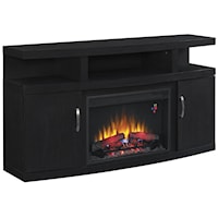 Contemporary TV Stand with Fireplace Insert and Electronic Storage