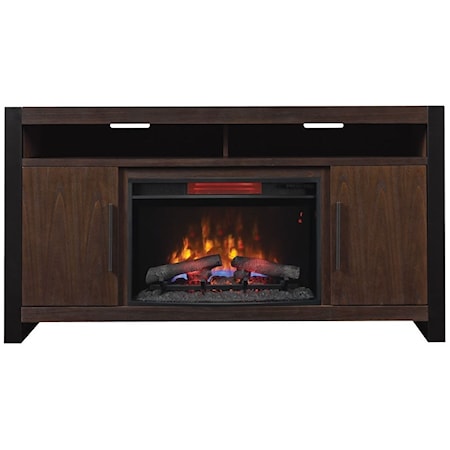 60" Media Mantel with Fireplace and Cord Access Holes