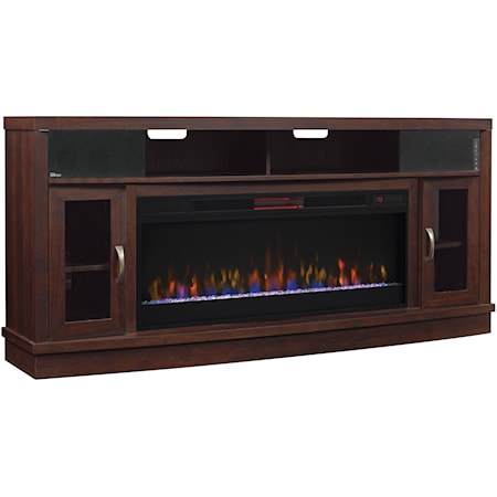 Media Mantel Fireplace With Speakers