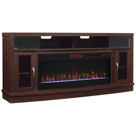 Media Mantel Fireplace With Speakers