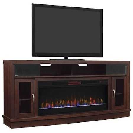 Media Mantel Fireplace With Speakers