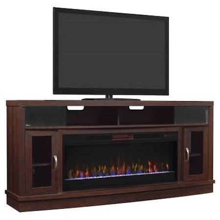 Media Mantel Fireplace With Speakers