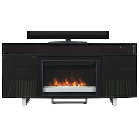 64" Fireplace Media Mantel with Bluetooth Sound Bar