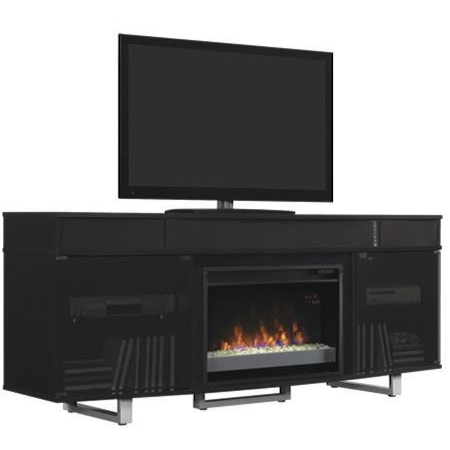 Media Mantel with Sound Bar and 26" Fireplace Insert