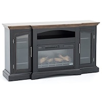 Traditional Two Tone TV Stand with Fireplace Insert