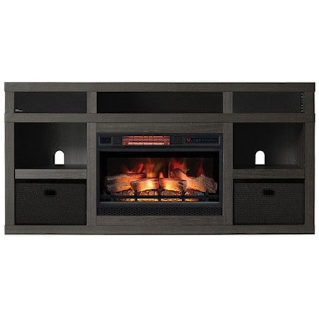 Media Mantel Fireplace with Speakers
