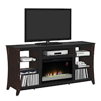 Contemporary 66" Media Mantel with Electric Fireplace Insert