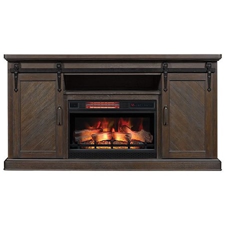 Barn Door Media Mantel Fireplace