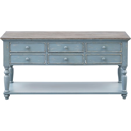 Coastal 6-Drawer Console Table
