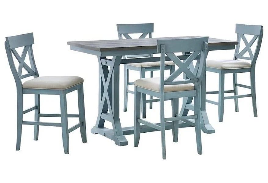 Bar Harbor II COUNTER HEIGHT TABLE With 4 STOOLS by Coast2Coast Home at Johnny Janosik