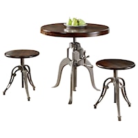 Industrial 3-Piece Adjustable Pub Table and Chair Set
