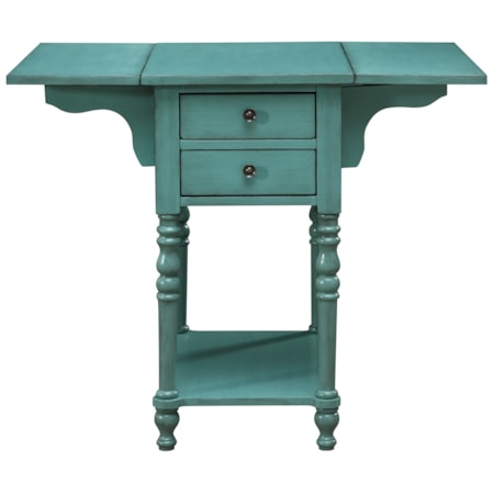 Drop Leaf Two Drawer Accent Table