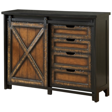 Four Drawer One Sliding Door Media Cabinet