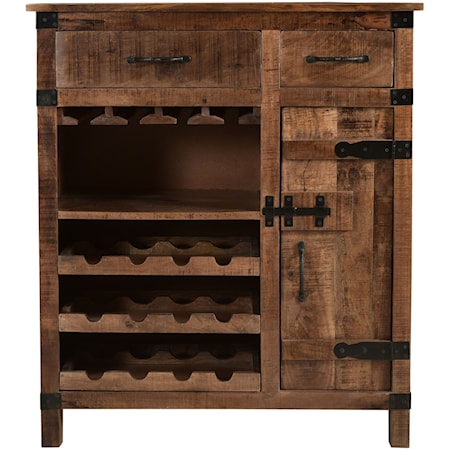 One Door Two Drawer Wine Cabinet