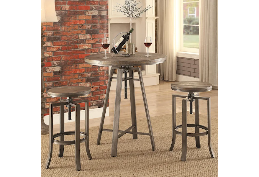 10181 3 Pc Adjustable Pub Table Set by Coaster at H & F Home Furnishings