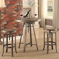 Three Piece Adjustable Height Pub Table and Stool Set