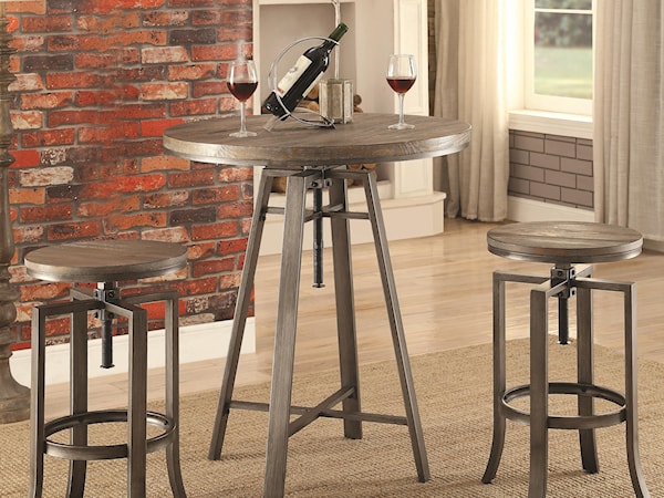 3 Pc Adjustable Pub Table Set