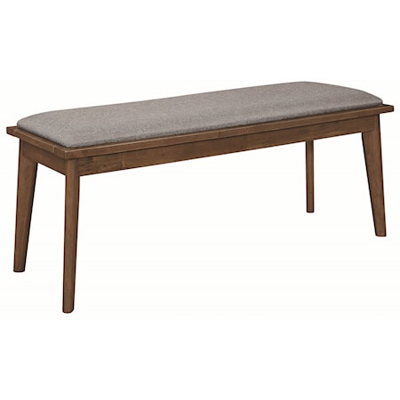 Mid-Century Modern Dining Bench with Upholstered Seat