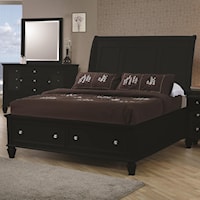 California King Sleigh Bed with Footboard Storage