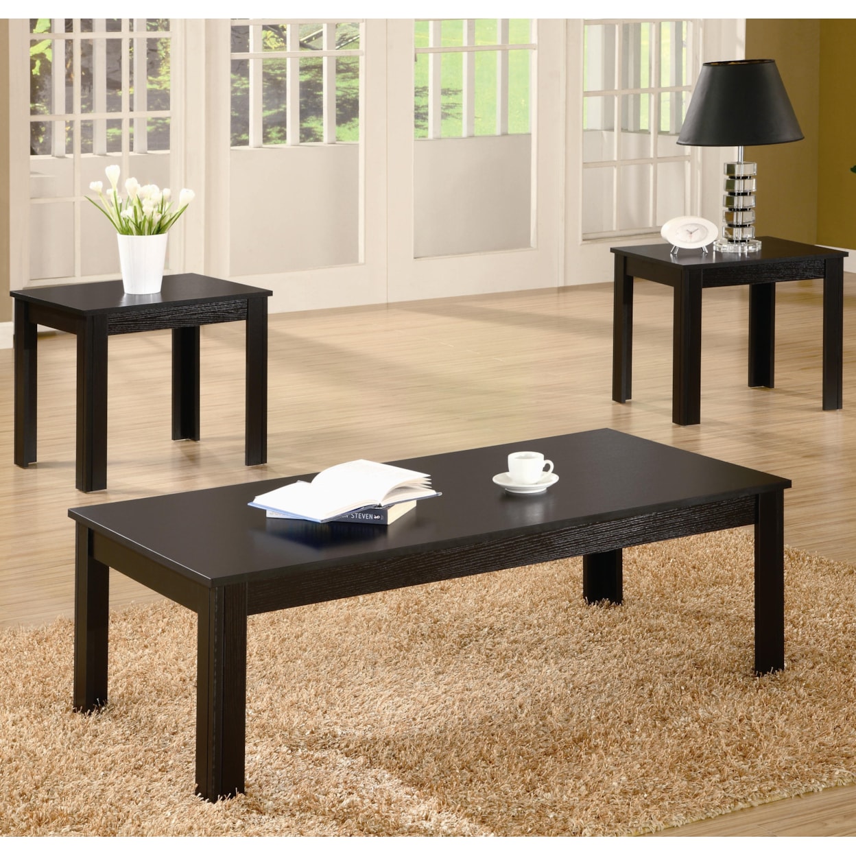 Coaster Occasional Table Sets BLACK FINISH COFFEE | 3 PC OCCASIONAL SET