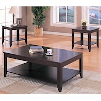 Contemporary 3 Piece Occasional Table Set with Shelves