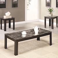 Coffee and End Table Set w/ Marble-Looking Top