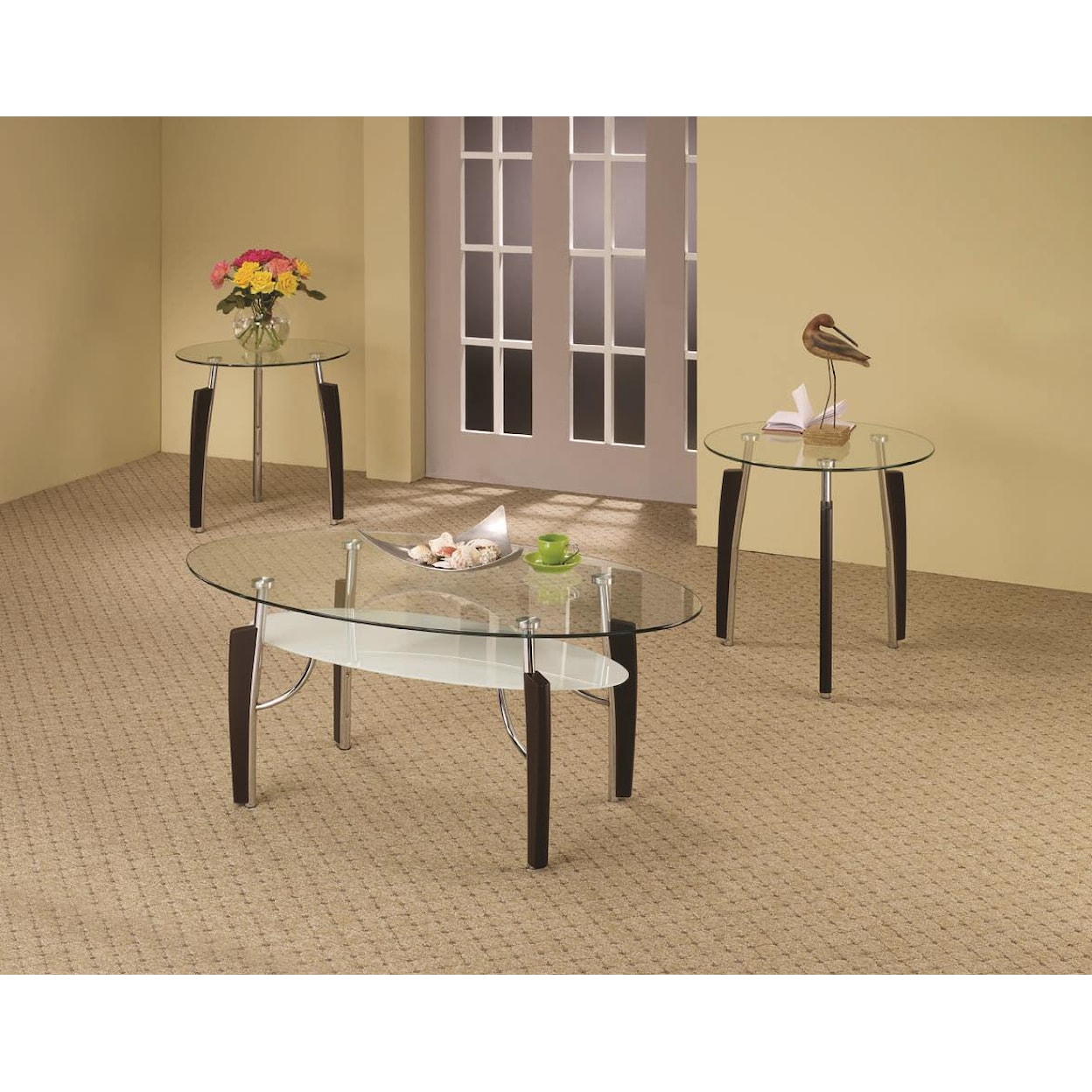 Coaster Occasional Table Sets 3-Piece Glass Top Occasional Set