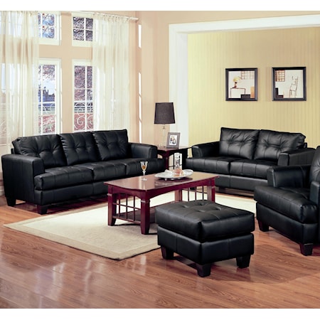 2 Piece Black Bonded Leather Loveseat and Sofa Group