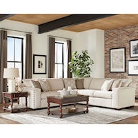 Transitional Sectional Sofa with Nailhead Trim