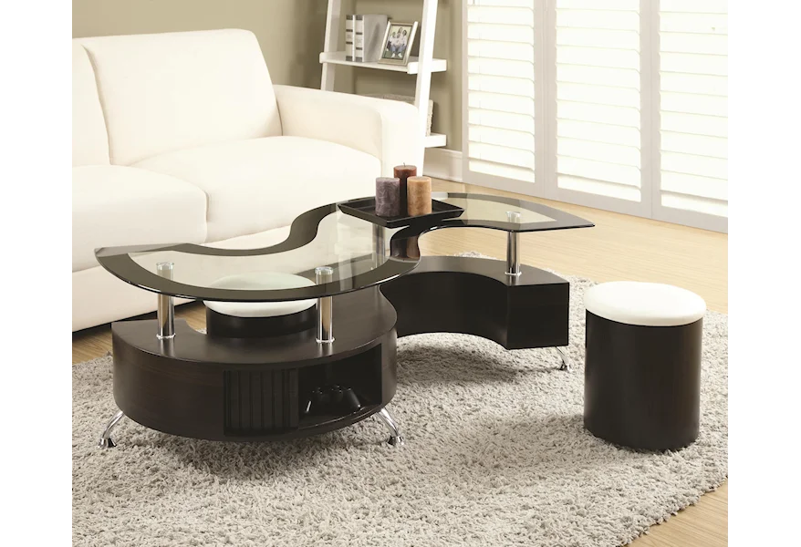 720218 Coffee Table and Stools by Coaster at H & F Home Furnishings