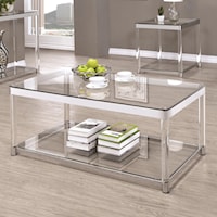 Contemporary Glass Top Coffee Table with Acrylic Legs