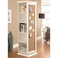 White Swivel Storage Cabinet with Cork Board