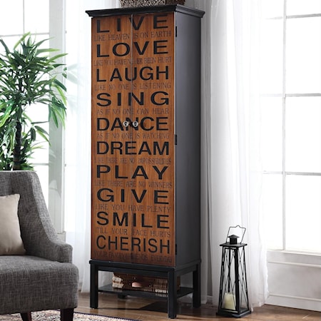 Tall Accent Cabinet with Positive Words