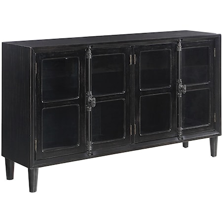 Black Accent Cabinet with Glass Doors