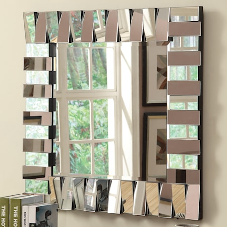 Contemporary Square Wall Mirror in Silver Finish