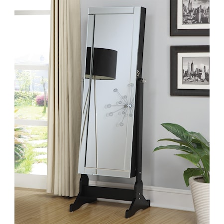 BLACK CHEVAL MIRROR W/ | JEWELRY CABINET