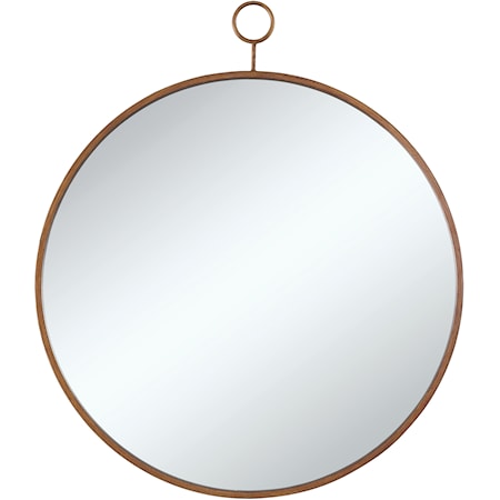 Circular Mirror with Simple Gold Frame